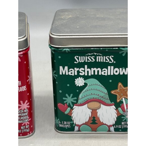Christmas empty set of 3 tins swiss miss green red snow rectangle Knome READ - Picture 2 of 8